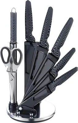 Produktbild von Michelino 8 teiliges Messer-Set mit Acryl Stand, carbon