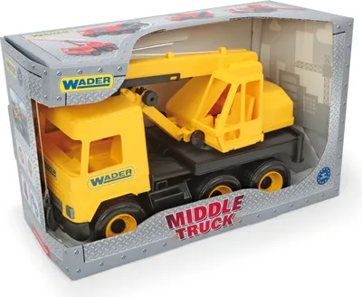 Produktbild von MIDDLE TRUCK Kran gelb-schwarz im Schaukarton