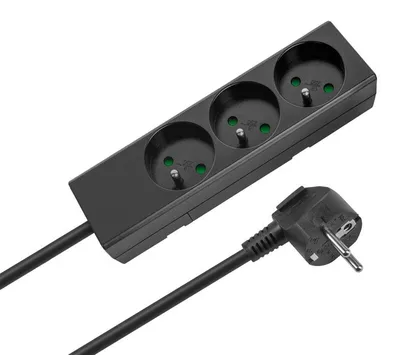 Obrázek produktu pro Rebel URZ3198-5 Prodlužovací kabel, 3 zásuvky, bez vypínače, 5 m, černý