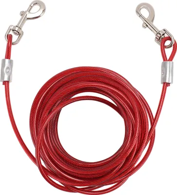 Produktbild von Hundebindung Kabelstahl Draht Doppelkopf -Bissbeständiger Camping -Leine für kleine mittelgroße Hunde rot 6 mmx3 Meter / 0,24 Zoll 9,8ft