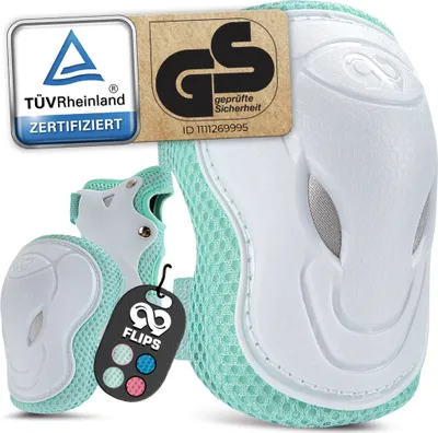 Produktbild von Inliner Schoner Kinder Set mit GS [6pc] Knieschoner Kinder Protektoren für Skateboard, Inliner Kinder Schutzausrüstung 99FLIPS
