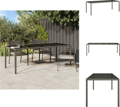 Immagine prodotto di vidaXL Tavolo da giardino grigio 250x100x75 cm in vetro temperato e poly rattan - Tavoli da giardino
