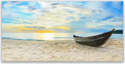Produktbild von Tulup Leinwand-Bilder 140x70 Wandbild Canvas Kunstdruck Boot Strand Landschaft