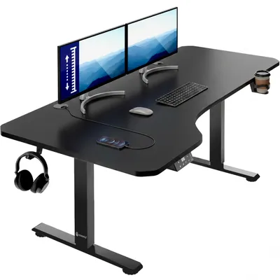 Produktbild von CASARIA® Schreibtisch höhenverstellbar elektrisch 160x75 cm Gaming Tisch mit Memory-Funktion LCD Display 80 kg Mattschwarz