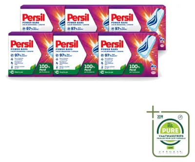 Produktbild von 6 x Persil Power Bars Waschmitteltabletten für Buntwäsche - Großpackung - 6 Stücke