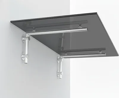 Produktbild von Glaszentrum Hagen 120x90 cm Glasvordach Grau V2A-L