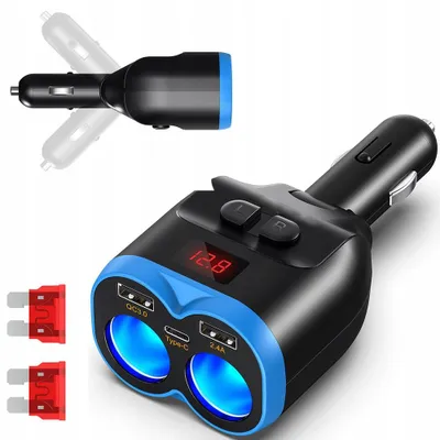 Produktbild von KFZ-Steckdosenverteiler 12-24V mit 2x USB QC3.0 & Typ-C