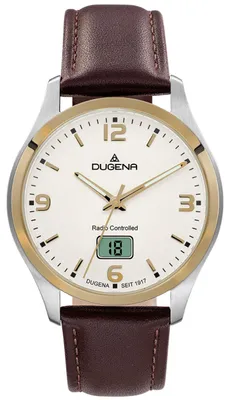Produktbild von Dugena Herren-Uhr Tresor Funk Quarz Leder-Armband Braun 4460862