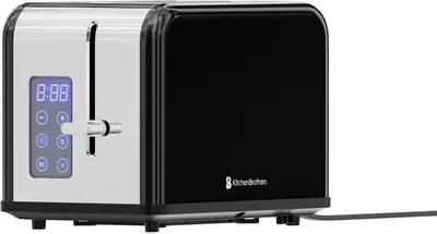 Produktbild von KitchenBrothers Toaster - Toaster - 6 Bräunungsstufen - 2 Extra Breite Schlitze - Touch-Display - 815W - Edelstahl/Schwarz