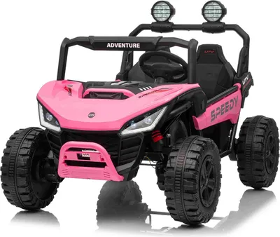 Immagine prodotto di Auto elettrica per bambini T-REX Ride 4x4 biposto 24V, rosa, lettore MP3 con ingresso USB/AUX, trazione integrale (4x4), batteria al litio, sospensioni, telecomando, luci LED