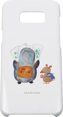 Produktbild von Mr. & Mrs. Panda Samsung Galaxy S8 plus Handyhülle  Pinguin & Maus Wanderer - Weiß - Geschenk, Roadtrip, Hülle, Handycover, Cover, Abenteuer, Wandern, Handy