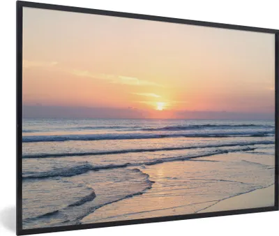 Produktbild von MuchoWow® MuchoWow® Gerahmtes Poster Meer - Pastell - Sonne 90x60 cm - Poster mit zchwarzem Bilderrahmen - Fotorahmen - Foto-Plakat