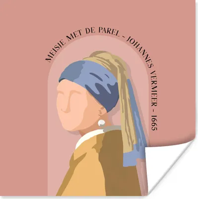 Produktbild von MuchoWow® Poster Pastell - Mädchen mit Perlenohrring - Rosa - Alte Meister 100x100 cm - Babyzimmer