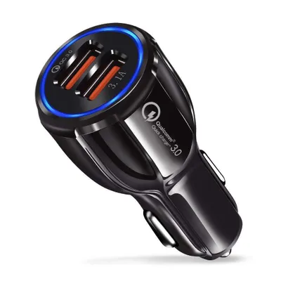Obrázok produktu pre nabíjačka do auta 2 v 1 USB 12-24 V, do cigaretového zapaľovača s rýchlym nabíjaním Quick Charge 3.0, čierna - BLITZY