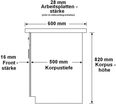 Produktbild von Herd Unterschrank 60 cm Glanz Rot Grau Küchenzeile Küchenblock Küche Rose Bianca