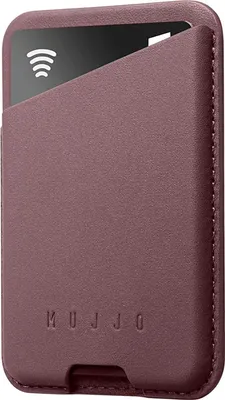Image de Mujjo Magsafe Cuir Card Portefeuille – Compatible avec iPhones équipés de MagSafe – Fabriqué à partir de cuir de veau danois – Convient aux iPhones de 6,1 pouces et plus grands - Rouge