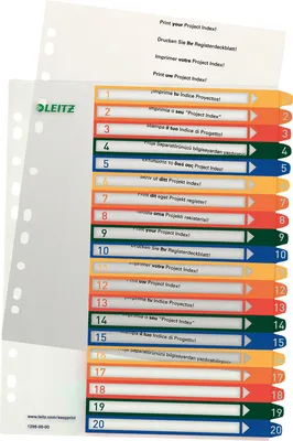 Produktbild von Leitz Register 12960000 A4 PP-Folie PC-beschriftbar 1-20 tr