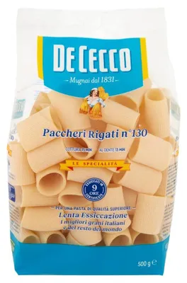 Produktbild von 8x Pasta De Cecco Le specialita' 100% Italienisch Paccheri Rigati N°130 Nudeln 500g + Italian Gourmet Polpa 400g