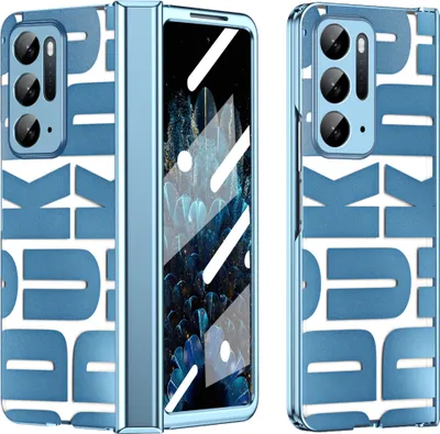 Produktbild von Hülle für Oppo Find N Hülle mit Displayschutz und Scharnierschutz, Galvanisierter Klar Schutzhülle Blau