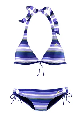 Produktbild von Adidas Damen Marken-Triangelbikini, blau-gestreift, Größe:34