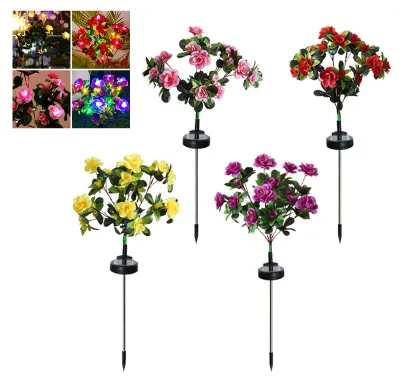 Produktbild von 4 künstliche Azaleen-Solarleuchten mit Erdspieß, IP65 wasserdicht, für Garten, Hof, Weg, Terrasse, Rasen, künstliche Blumendekoration, mit 56 LEDs