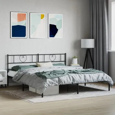 Produktbild von The Living Store Bettgestell mit Kopfteil Metall Schwarz 180x200 cm