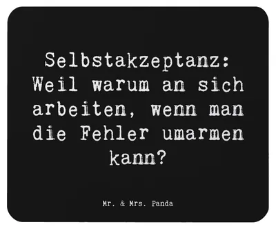 Produktbild von Mr. & Mrs. Panda Mauspad Spruch Selbstakzeptanz Umarmen - Schwarz - Geschenk, Authentizität, Mousepad, Wertschätzung, Gefühl, Erfüllung, mousematte, Motivation, laptop