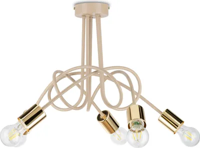 Productafbeelding van Howhomely | Plafondlamp - Kango - 50 cm - Beige met gouden accenten - Modern design - 5 lichtpunten