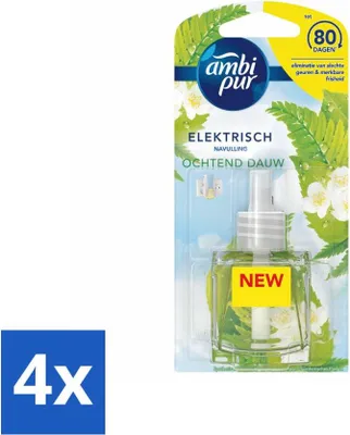 Obrázek produktu pro Ambi Pur - Elektrický osvěžovač vzduchu - náplň - ranní rosa - výhodné balení - 4 kusy