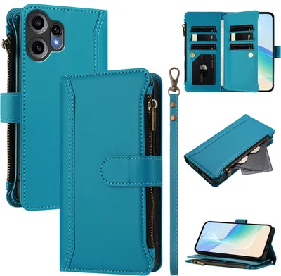 Obrázek produktu pro Pouzdro pro Nothing CMF Phone 2 Pro, zipem, peněženkovéPolyuretankožené flip pouzdro s kapsami na karty, stojánkem a poutkem na ruku Jezerní modrá