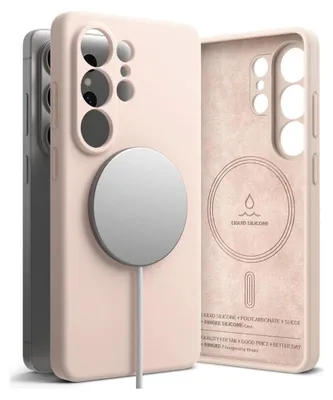 Immagine prodotto di Custodia per cellulare Galaxy S26 Ultra, Ringke Silicone Magnetic con MagSafe, rosa e marrone