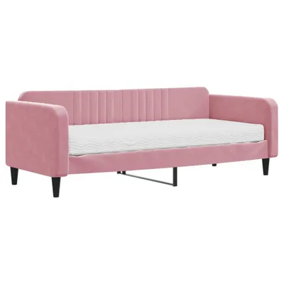 Zdjęcie produktu dla Sofa Z Materacem Do Spania, Różowa, 90X200 Cm, Aksamit Lumarko!