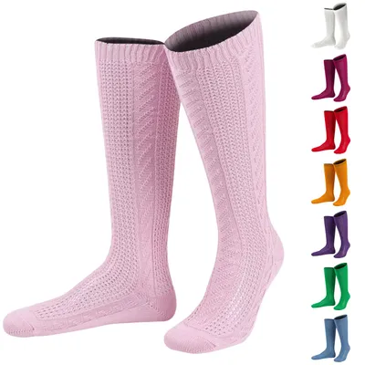 Immagine prodotto di Calzini tradizionali da donna, calze tradizionali, motivo a trecce, colore: rosa, taglia: 42-44