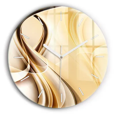 Produktbild von Wallfluent Große Wanduhr – Stilles Quarzuhrwerk - Uhr Dekoration Wohnzimmer Schlafzimmer Küche - Zifferblatt mit Striche - weiße Zeiger - 60 cm - Abstrakte Wellen