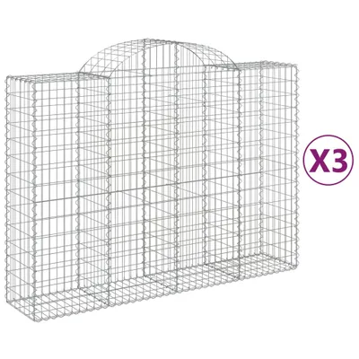 Productafbeelding van vidaXL Gabionen met boogvorm, 3 stuks, 200x50x140/160 cm, verzinkt staal