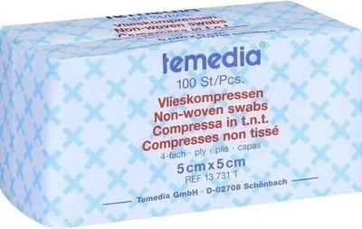 Zdjęcie produktu dla Kompresy włókninowe niesterylne 5x5 cm 4-krotne 100 szt