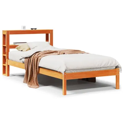 Produktbild von vidaXL Bettgestell mit Kopfteil ohne Matratze Wachsbraun 75x190 cm