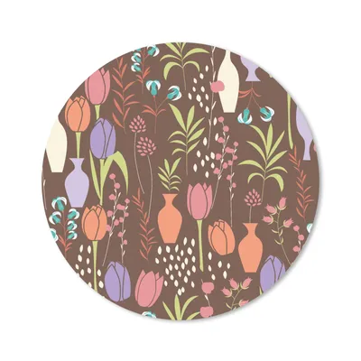 Produktbild von MuchoWow® Mauspad Mousepad Blumen - Vase - Muster 20x20 cm - Mousepads - Maus Mat - Pad - Mausunterlage - Schreibtischmatte