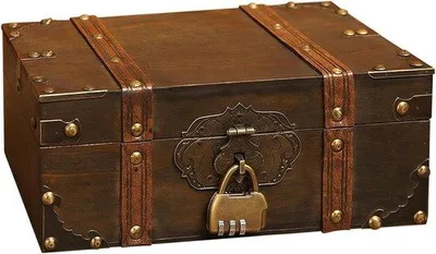 Obrázek produktu pro Starožitná schránka na poklady s číselným zámkem – 24 x 17 x 10 cm – dekorativní schránka na poklady.