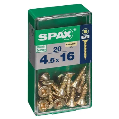 Image de Lot de 20 vis acier tête fraisée pozidriv SPAX, Diam.4.5 mm x L.16 mm