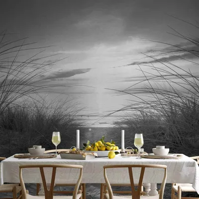 Produktbild von Vlies Fototapete - beach (black and white) 350x245 cm Landschaften 101103-1