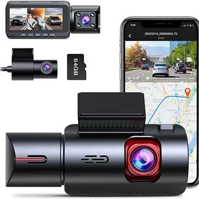 Zdjęcie produktu dla Kamera samochodowa 4K 360 stopni, 2,5K+2,5K+1080P, widzenie w nocy, czujnik G