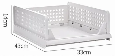 Image de Panier de rangement pliable pour placard, séparateur superposé, étagère pour tiroirs, panier empilable pour organiser les vêtements, dimensions : 33x43x14 cm (13,0x16,9x5,5 pouces)