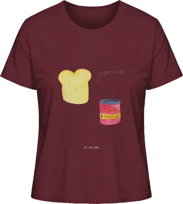 Produktbild von Mr. & Mrs. Panda Oberteil Damen Toast Marmelade Größe XL - Burgundy - Geschenk, T-Shirt, baumwollshirt, Lustige Sprüche, Toastbrot, Dreamteam, Basic, Brot, Süß, Baumwoll