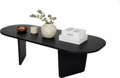 Produktbild von Dmora Couchtisch Dozza 130x65x40h cm Schwarz, Oval, Tischplatte aus Edelfurnier