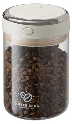 Productafbeelding van Koffieboonopslagcontainer - Met eenventiel en datumtracker - Luchtdicht van borosilicaatglas - 1 liter