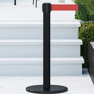 Produktbild von 2er-Set OSCAR | Personen Leitsystem 0,7mm | Schwarz | Band: 2m | Ständer Abgrenzungs Absperr Pfosten Gurt Airport Absperrung