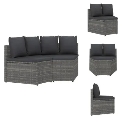 Produktbild von vidaXL 2-tlg. Garten-Sofagarnitur mit Auflagen Poly Rattan Grau - Gartensofas