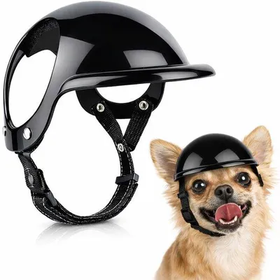 Produktbild von Ultiluxe Hundehelm - Schwarz - Mützenschutz - Kopfgröße 47 cm - Verstellbares Band - Helm für große Hunde - Fahren, Laufen - Größe L