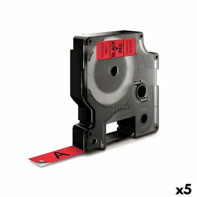 Image de Ruban d'étiquettes Dymo D1 12mm/7m noir/rouge paquet de 5 pièces